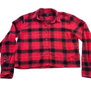 J.Crew Garcon Red Cropped Buffalo Plaid Flannel Button Down Shirt Womens Size 6